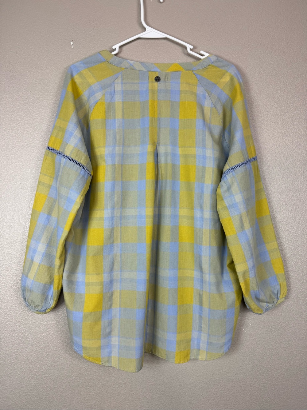 prAna Plaid Elena Top loose popover Blue Sheen NWT B - Picture 3 of 9
